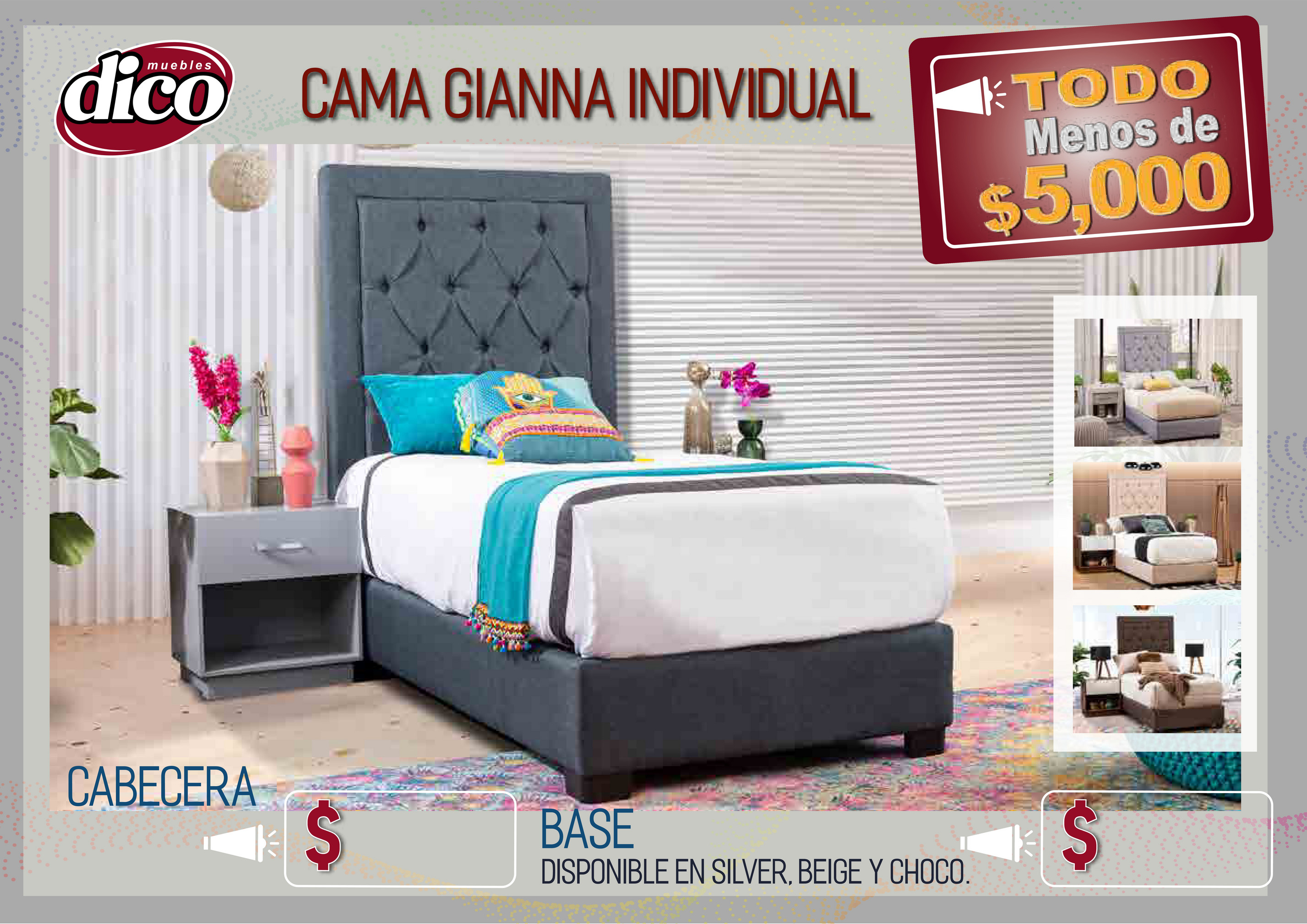 Base De Cama Individual Gianna Plata