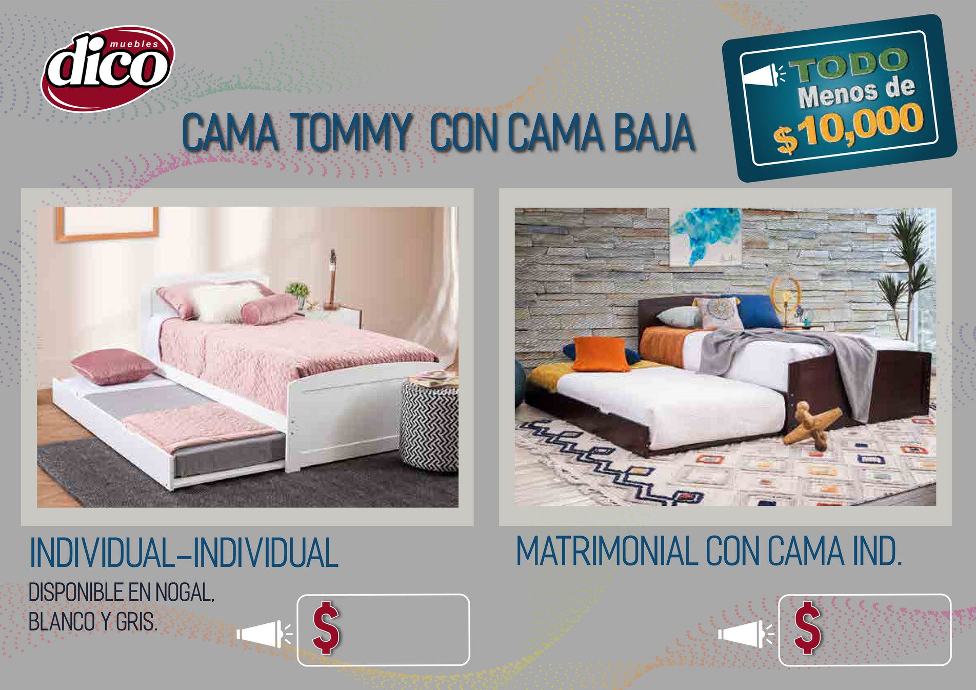 Cama Matrimonial Con Cama Baja Individual Tommy