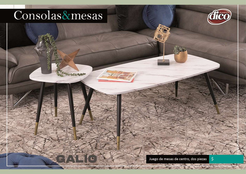 Juego de 2, mesas nido – Mesas nido – Mesa de centro de mármol y patas de  metal, muebles de sala de estar, diseño moderno (blanco grande y negro
